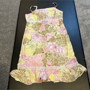 LILLY PULITZER Girls Size 16 Pink Green Floral Sundress